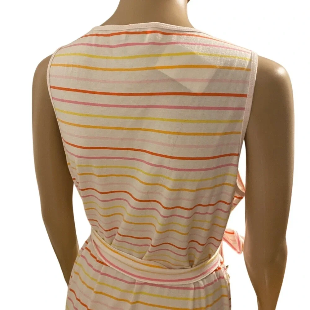 Striped‎ Midi Dress Sleeveless Tie Waist Casual Summer Sundress